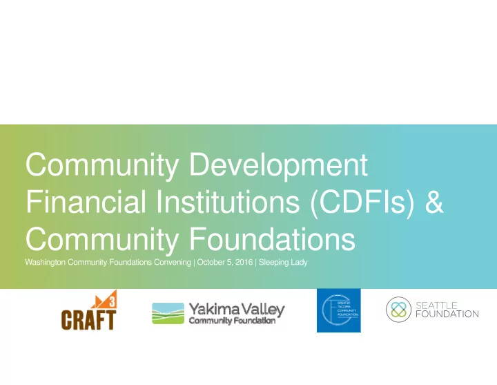 community development financial institutions cdfis