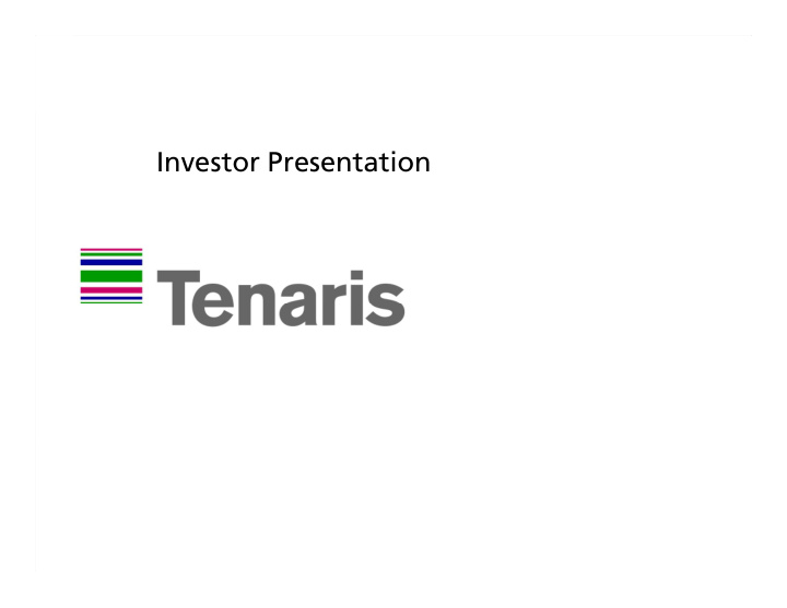 investor presentation disclaimer this presentation