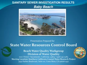 State Water Resources Control Board Beach Water Quality Workgroup Division of Water Quality 1001 I