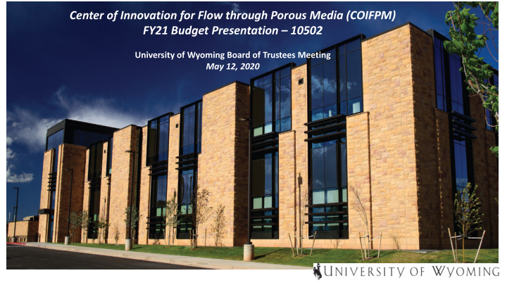 center of innovation for flow through porous media coifpm