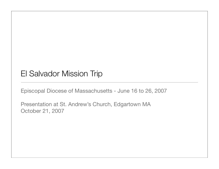 el salvador mission trip