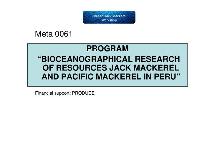 meta 0061 program bioceanographical research of resources