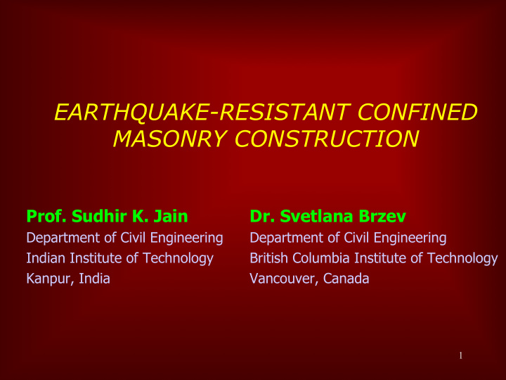 earthquake resistant confined masonry construction
