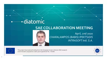 SAE COLLABORATION MEETING  April, 2nd 2020  CHARALAMPOS (BABIS) IPEKTSIDIS  INTRASOFT Intl. S.A.