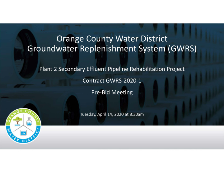 orange county water district groundwater replenishment