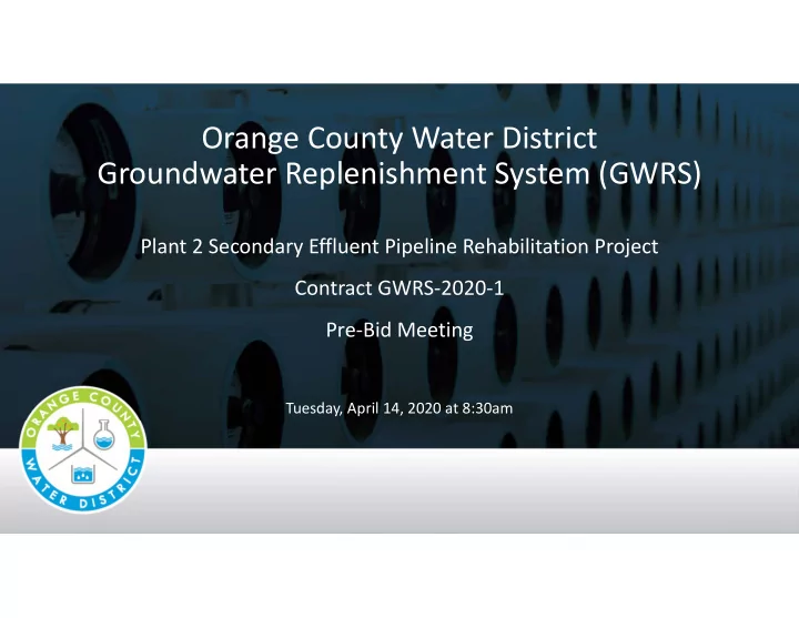 orange county water district groundwater replenishment