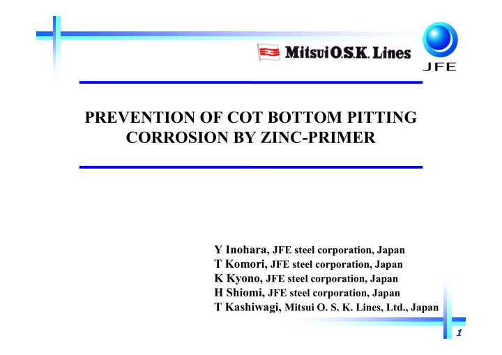 prevention of cot bottom pitting corrosion by zinc primer