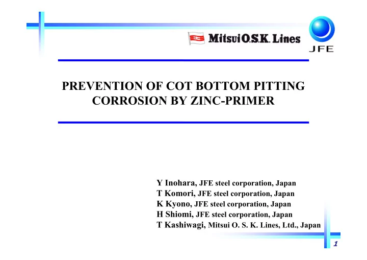 prevention of cot bottom pitting corrosion by zinc primer