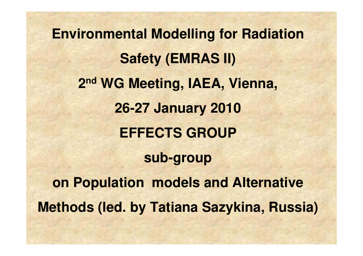 environmental modelling for radiation safety emras ii 2