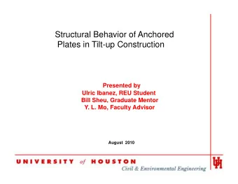 Structural Behavior of Anchored  Structural Behavior of Anchored  Plates in Tilt-up Construction