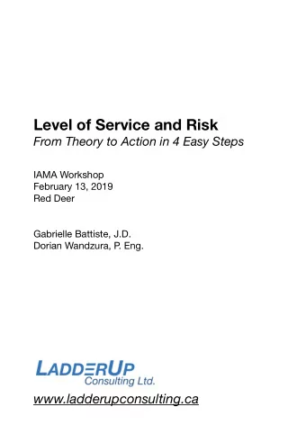 Level of Service and Risk  From Theory to Action in 4 Easy Steps IAMA Workshop February 13, 2019