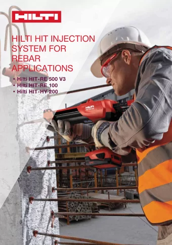 HILTI HIT INJECTION  SYSTEM FOR  REBAR  APPLICATIONS   Hilti HIT-RE 500 V3   Hilti HIT-RE 100