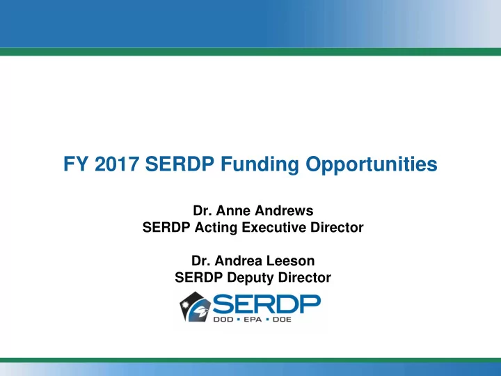 fy 2017 serdp funding opportunities