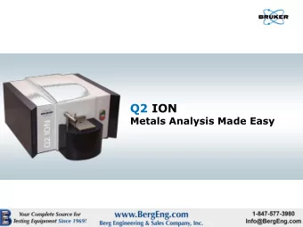 Q2 ION  Metals Analysis Made Easy  Elemental  1  19/01/2012  Instrument Impressions  Elemental  2