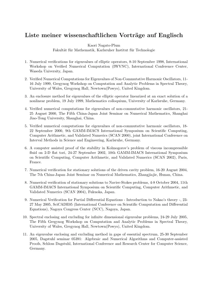 liste meiner wissenschaftlichen vortr age auf englisch