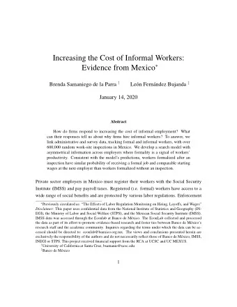 Increasing the Cost of Informal Workers: Evidence from Mexico  Brenda Samaniego de la Parra