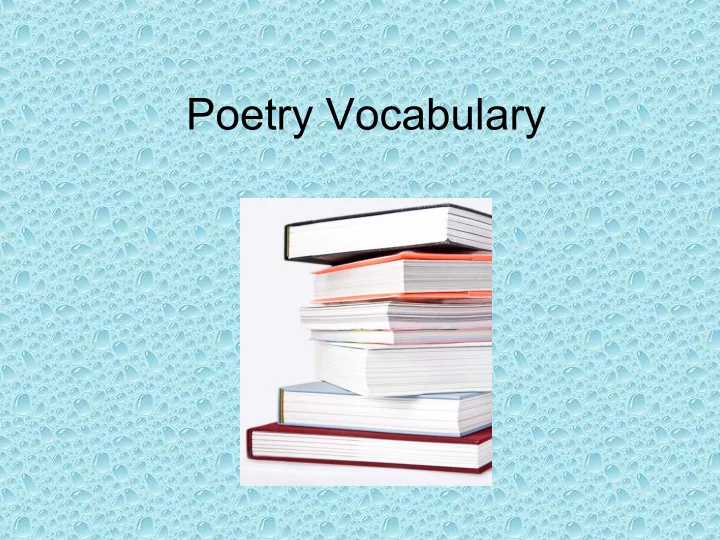 poetry vocabulary