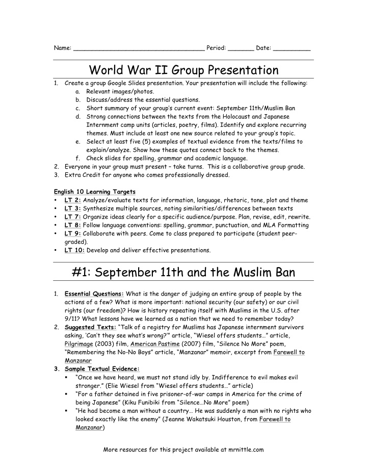 world war ii group presentation