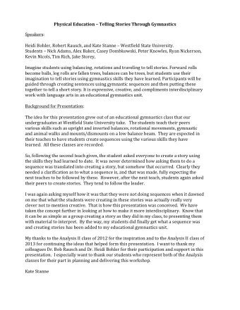 Physical  Education    Telling  Stories  Through  Gymnastics    Speakers: