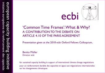 ecbi  european capacity building initiative ecbi  Common Time Frames: What &amp; Why?  A