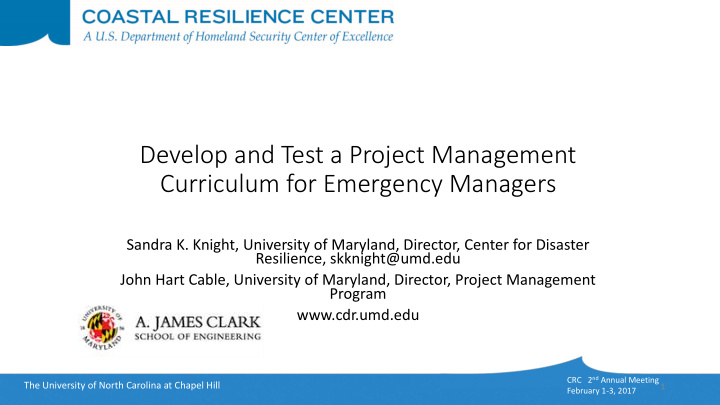 develop and test a project management curriculum for
