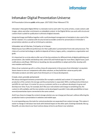 Infomaker   Digital   Presentation   Universe IM   Presentation