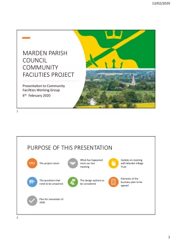 MARDEN PARISH  COUNCIL COMMUNITY FACILITIES PROJECT Presentation to Community Facilities Working