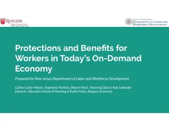 Protections and Benefits for  Workers in Todays On-Demand  Economy  Prepared for New Jersey