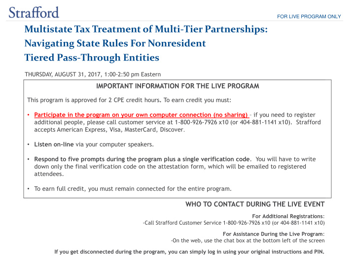 for live program only multistate tax treatment of multi