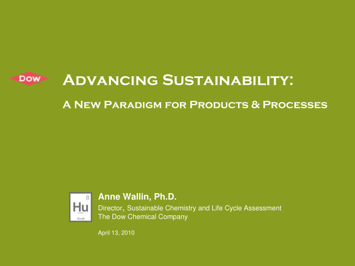 advancing sustainability