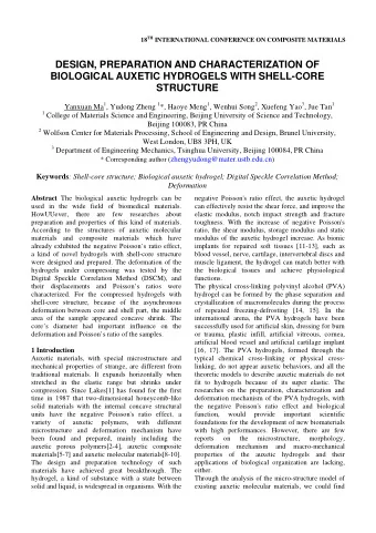 DESIGN, PREPARATION AND CHARACTERIZATION OF  BIOLOGICAL AUXETIC HYDROGELS WITH SHELL-CORE