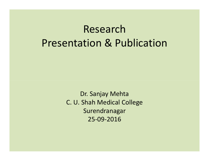 research presentation publication
