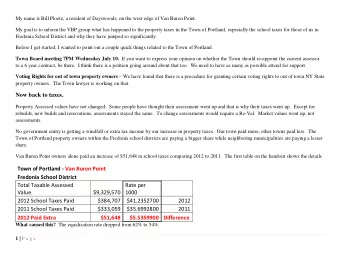 Town of Portland  Van Buren Point  2011  $333,059  2011 School Taxes Paid  2012  $41.2352700