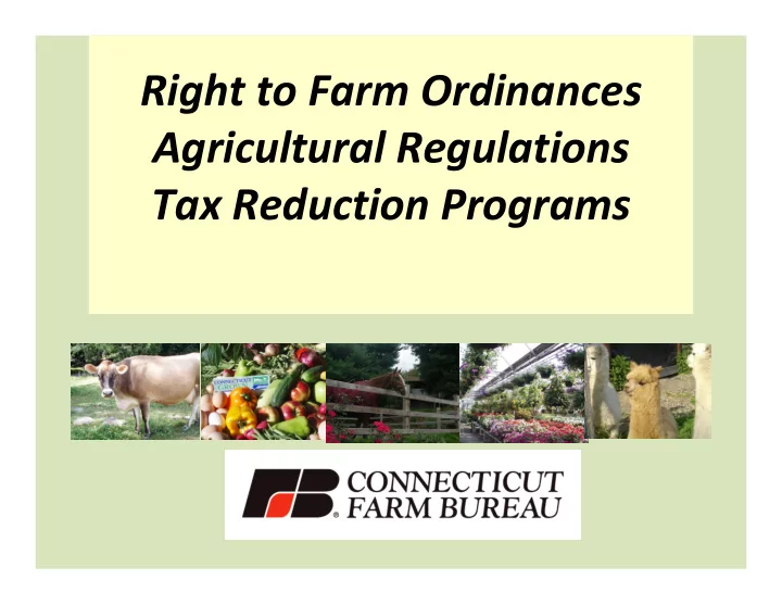 right to farm ordinances agricultural regulations tax