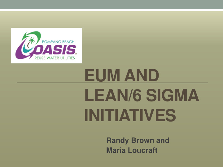 eum and lean 6 sigma initiatives