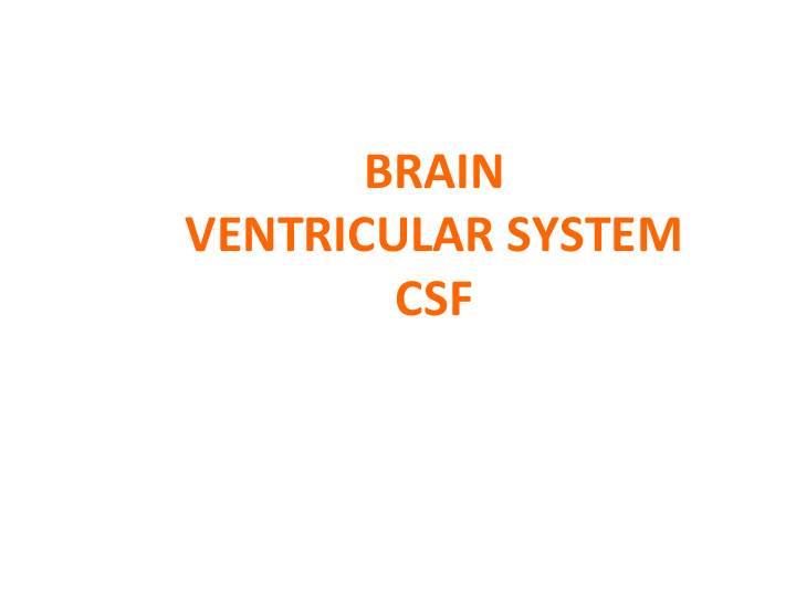 brain ventricular system csf the brain