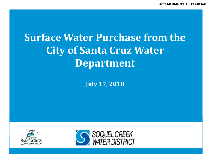 surface water purchase from the city of santa cruz water