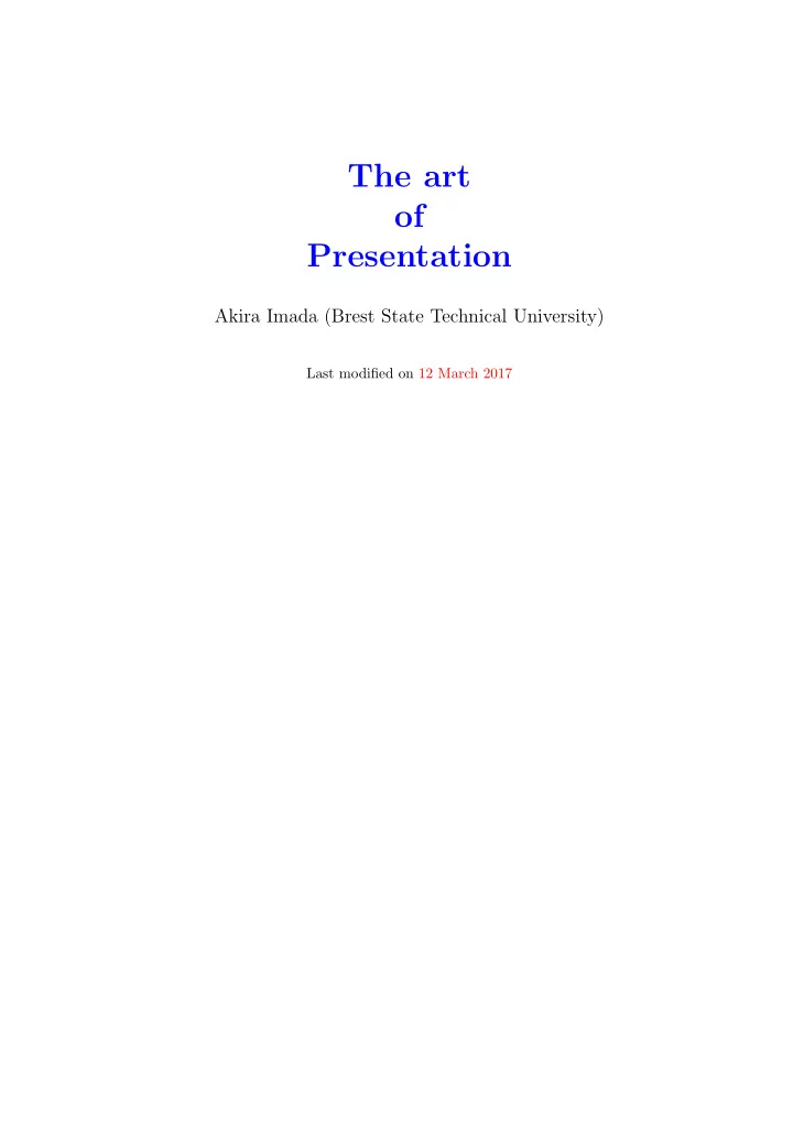 the art of presentation