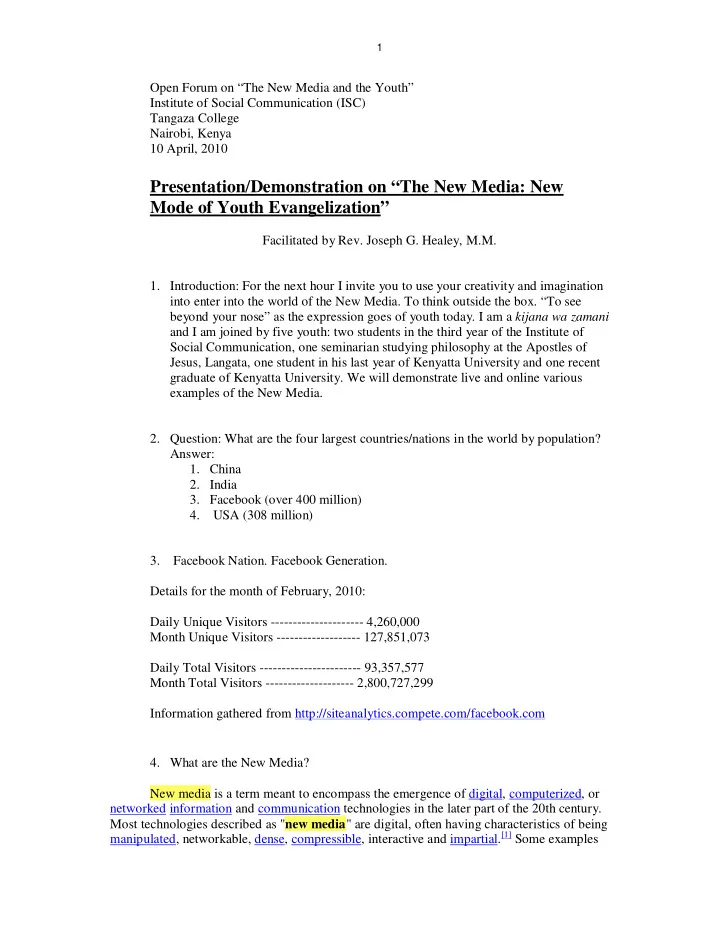 presentation demonstration on the new media new mode of