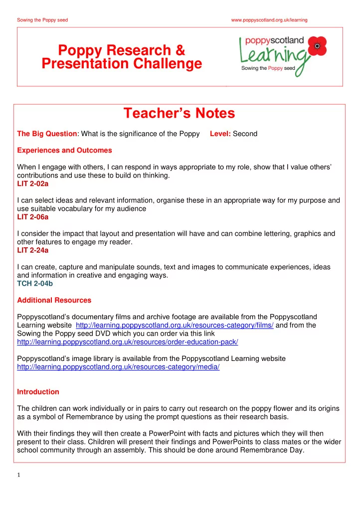 poppy research presentation challenge