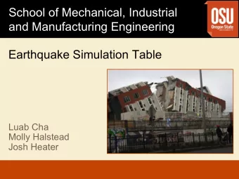 School of Mechanical, Industrial  and Manufacturing Engineering Earthquake Simulation Table  Luab