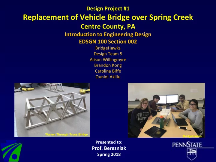 replacement of vehicle bridge over spring creek