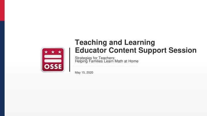 teaching and learning educator content support session