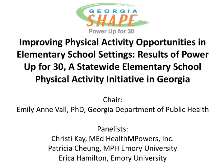 improving physical activity opportunities in