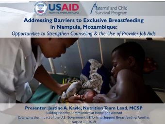 Addressing Barriers to Exclusive Breastfeeding  in Nampula, Mozambique:  Opportunities to