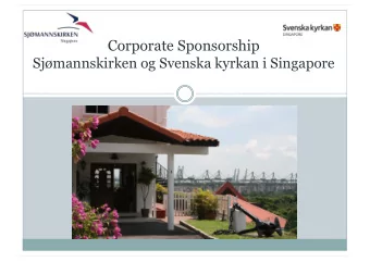 Corporate Sponsorship  Sjmannskirken og Svenska kyrkan i Singapore  Our activities  Weekly