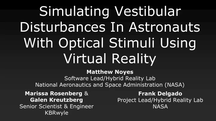 disturbances in astronauts