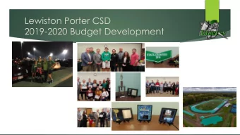 2019-2020 Budget Development  Lewiston Porter CSD  2019-20 Budget Development  Budget Goals