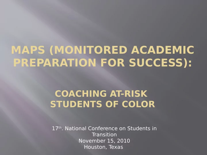 maps monitored academic preparation for success