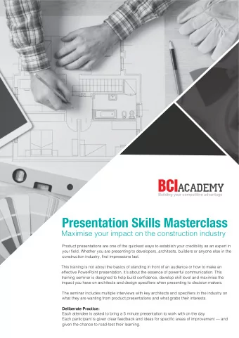 Presentation Skills Masterclass  Maximise your impact on the construction industry  Product
